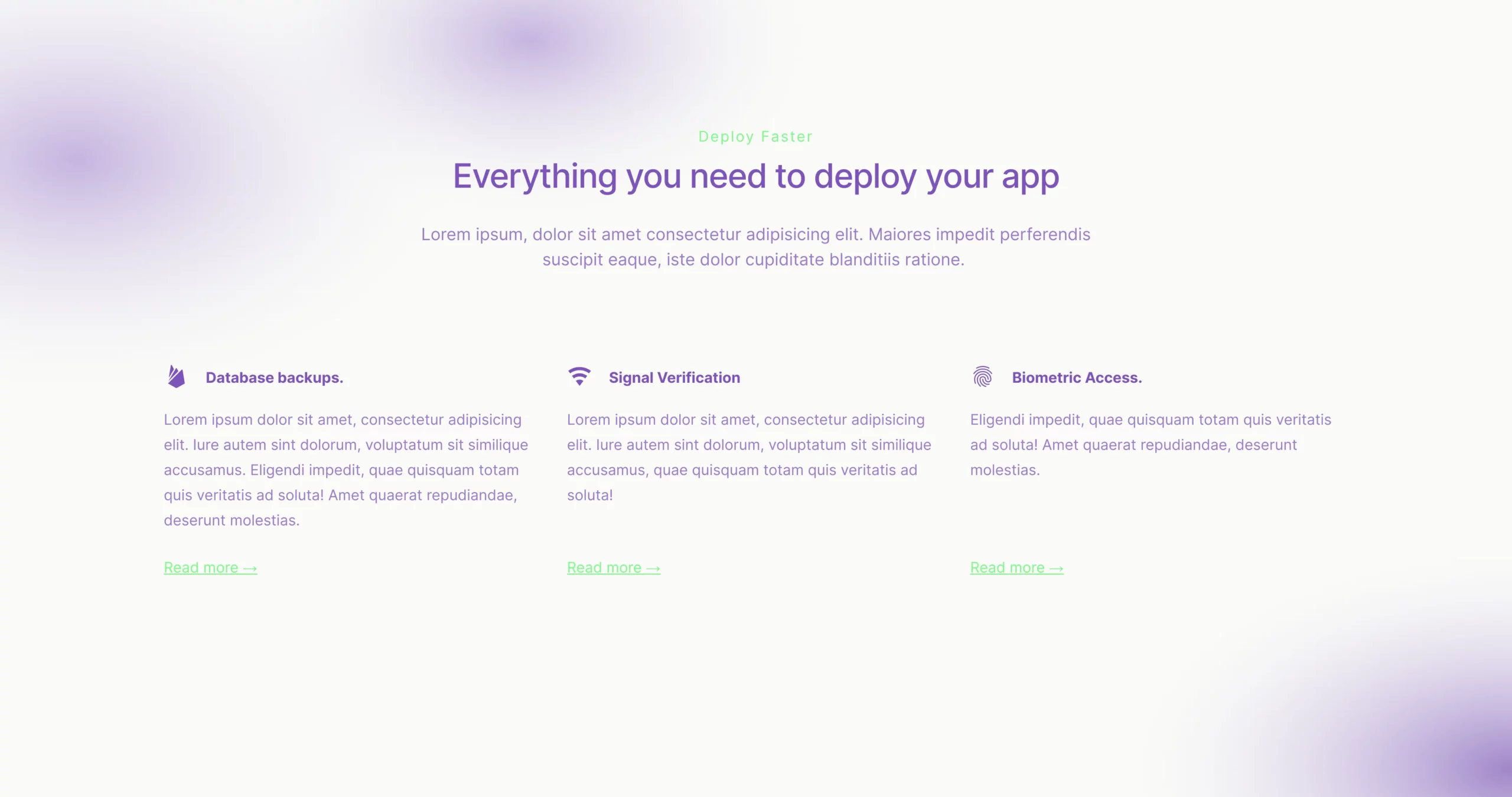 Simple three column with small icons Bootstrap 5 components