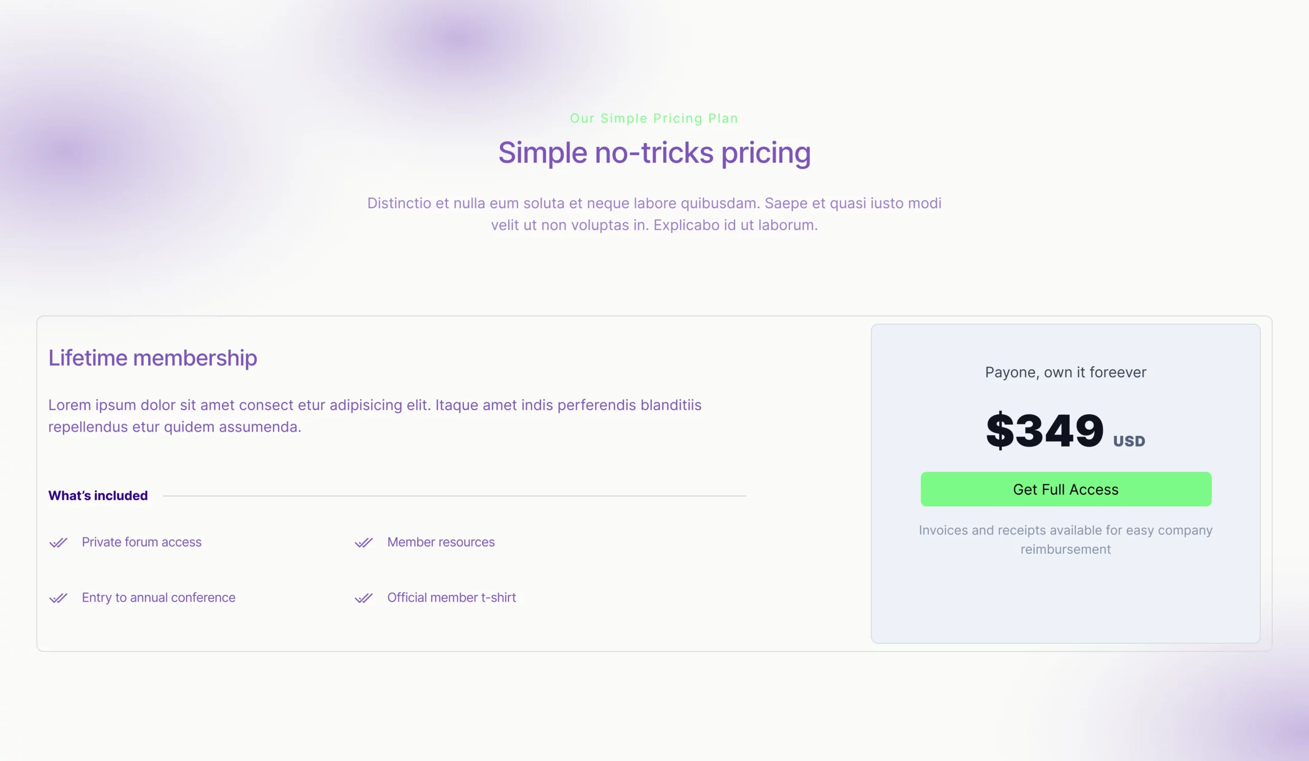 Single price with details Bootstrap 5 components