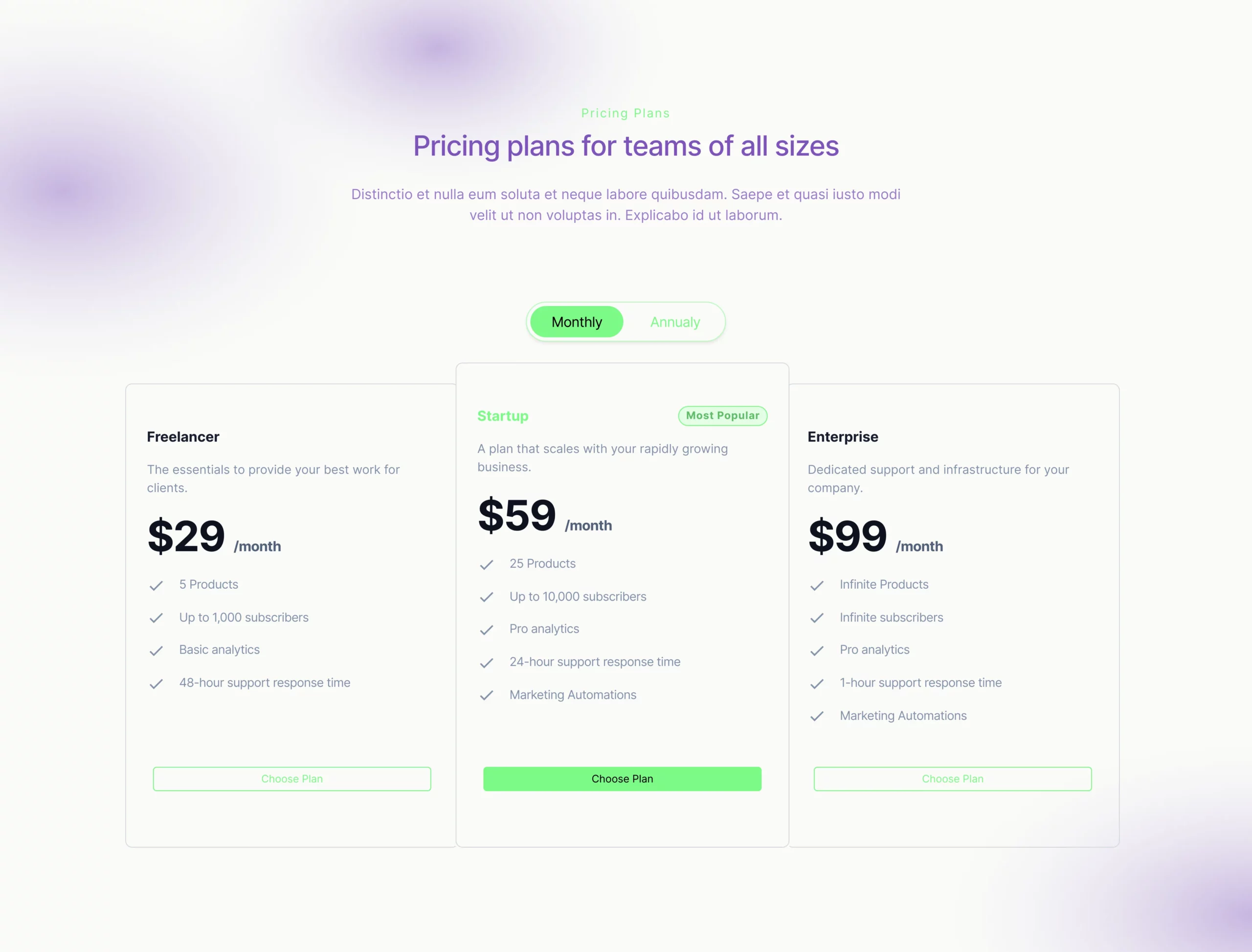 Three tiers with emphasized tier Bootstrap 5 components