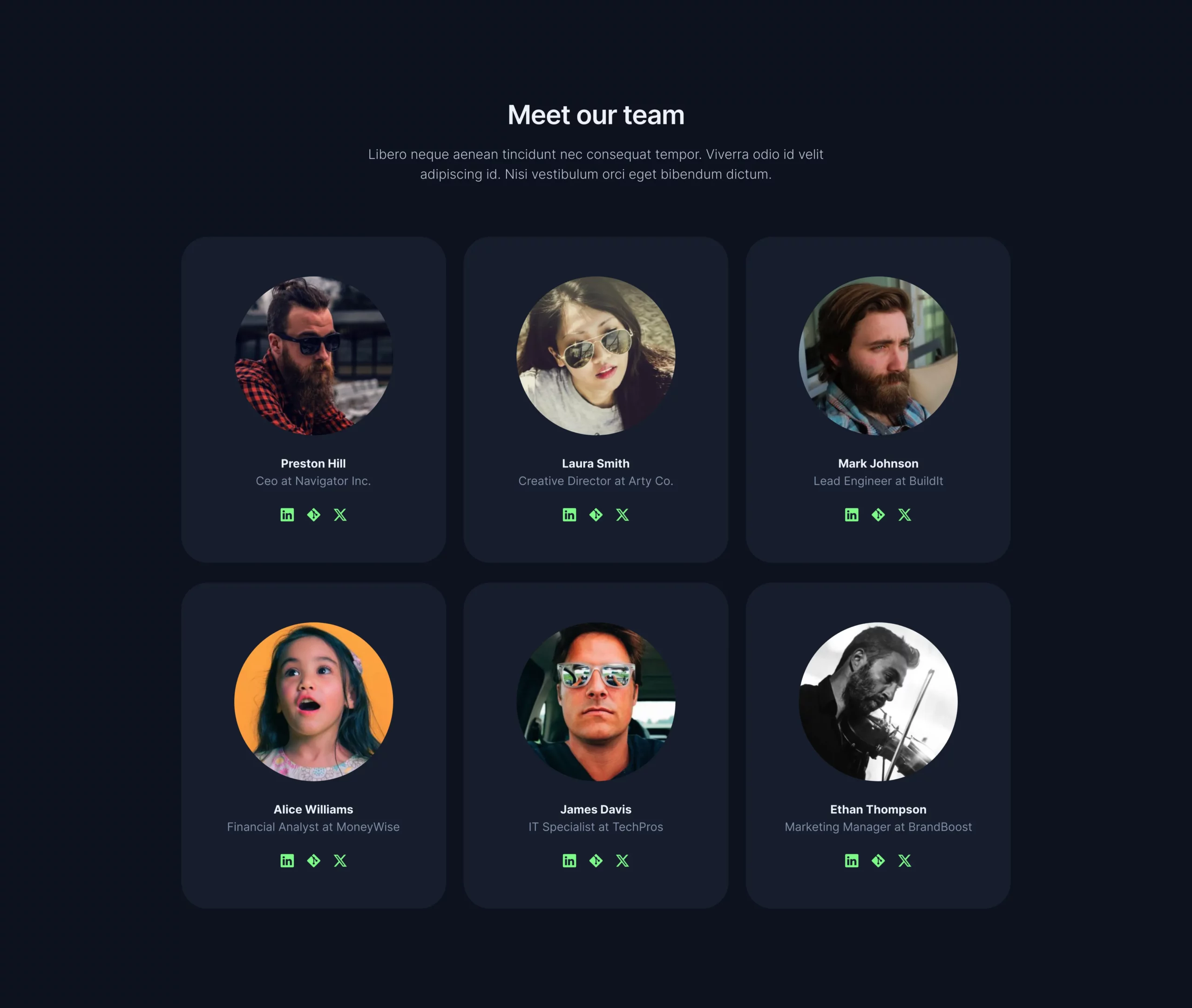 Dark version with large images Bootstrap 5 components