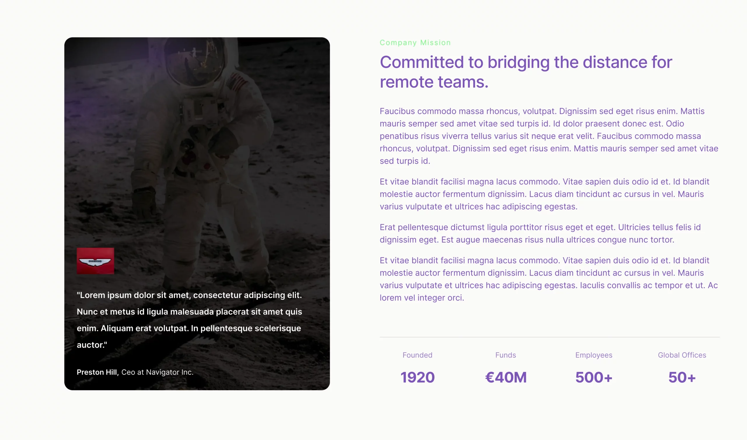 With full testimonial and stats Bootstrap 5 components