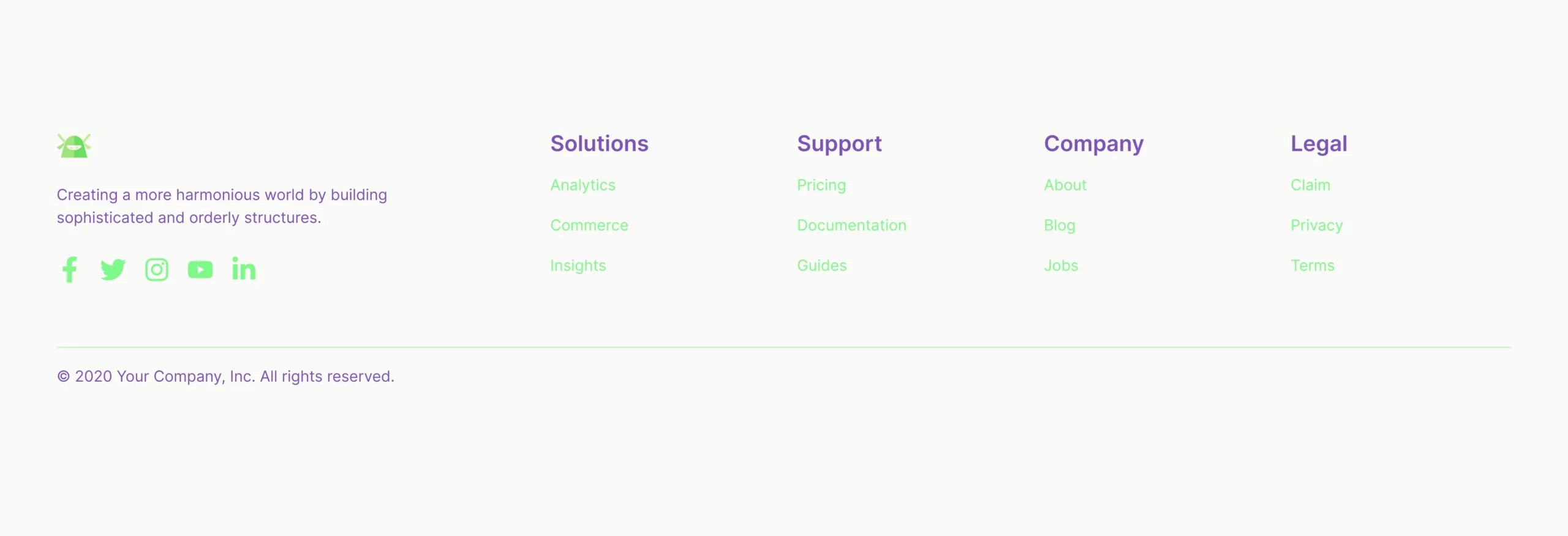 4-column with company mission Bootstrap 5 components