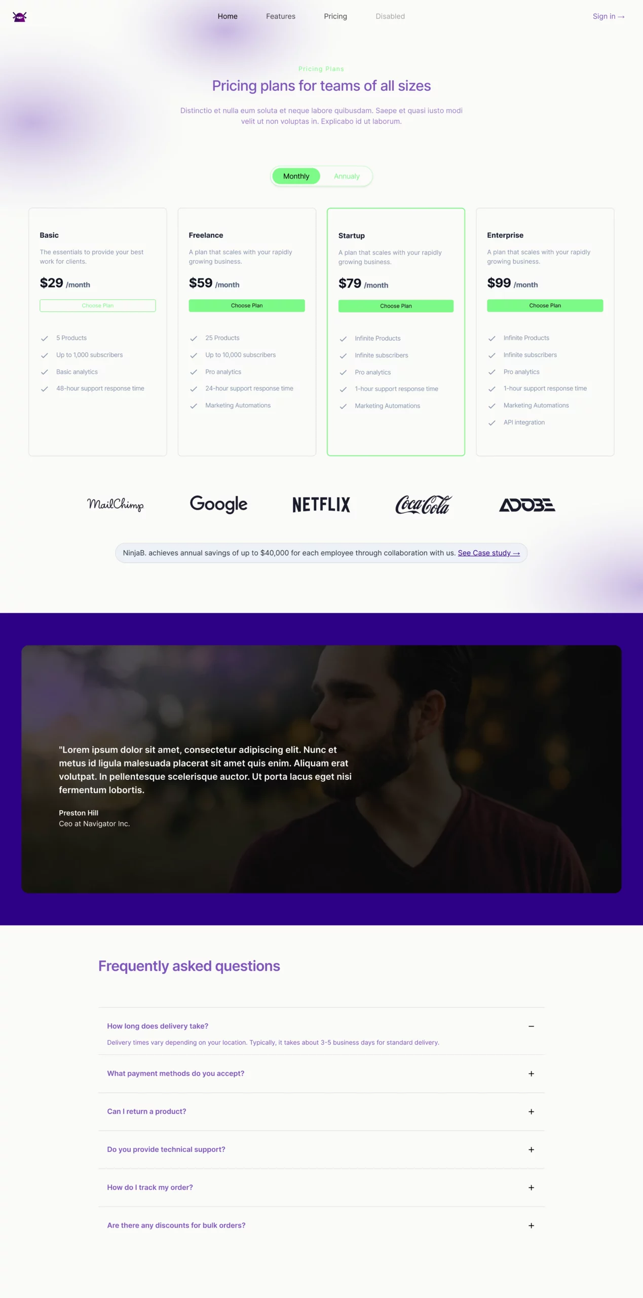 Pricing Page 1 Bootstrap 5 components
