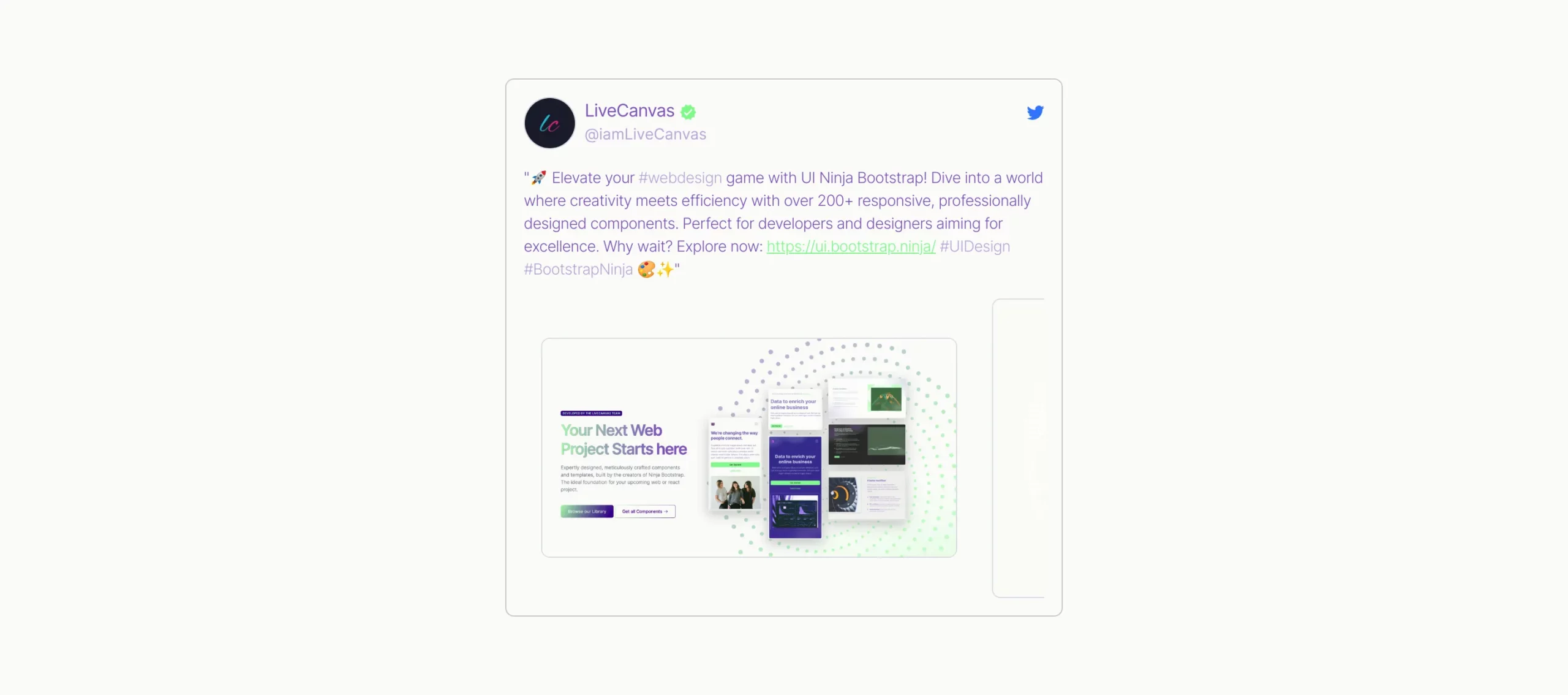 Tweet Card With Image Carousel Bootstrap 5 components
