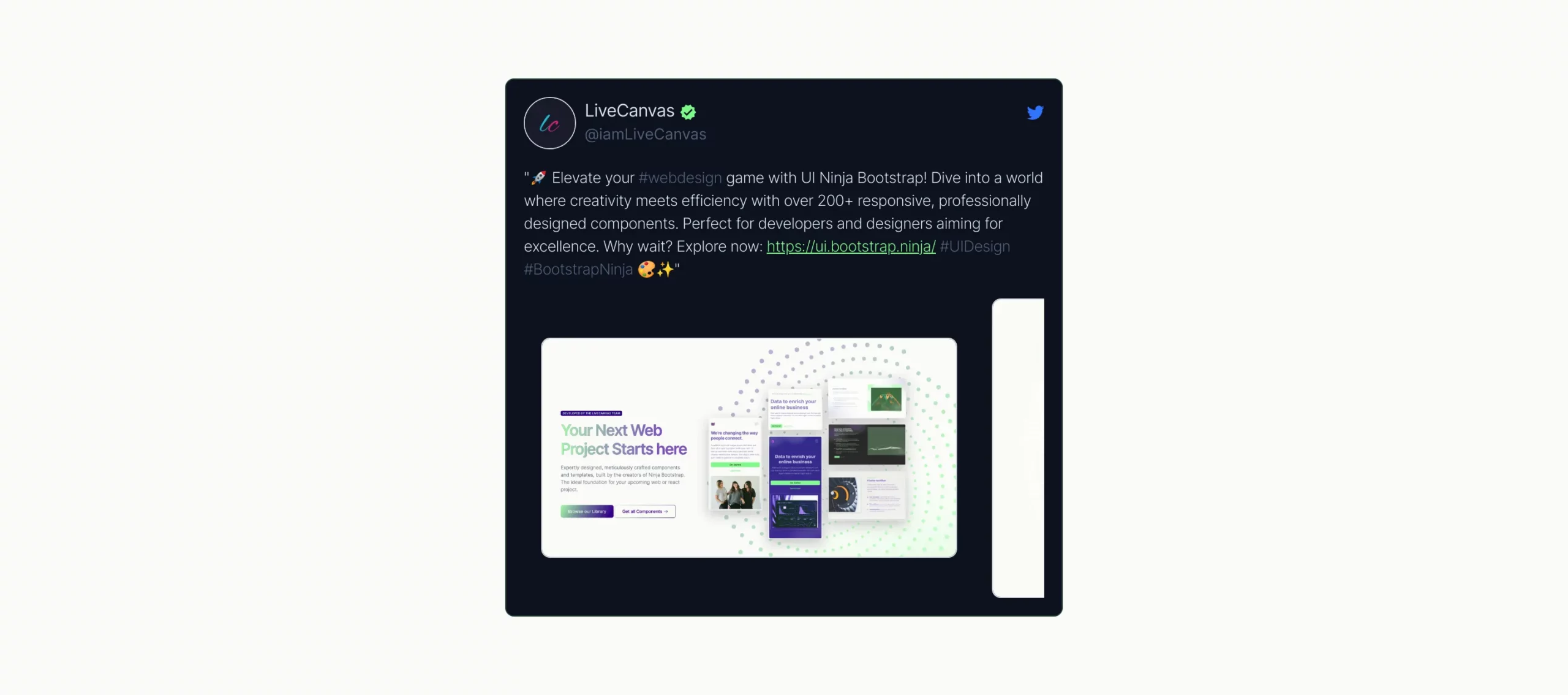 Tweet Card With  Image Carousel – Dark Slate Bootstrap 5 components