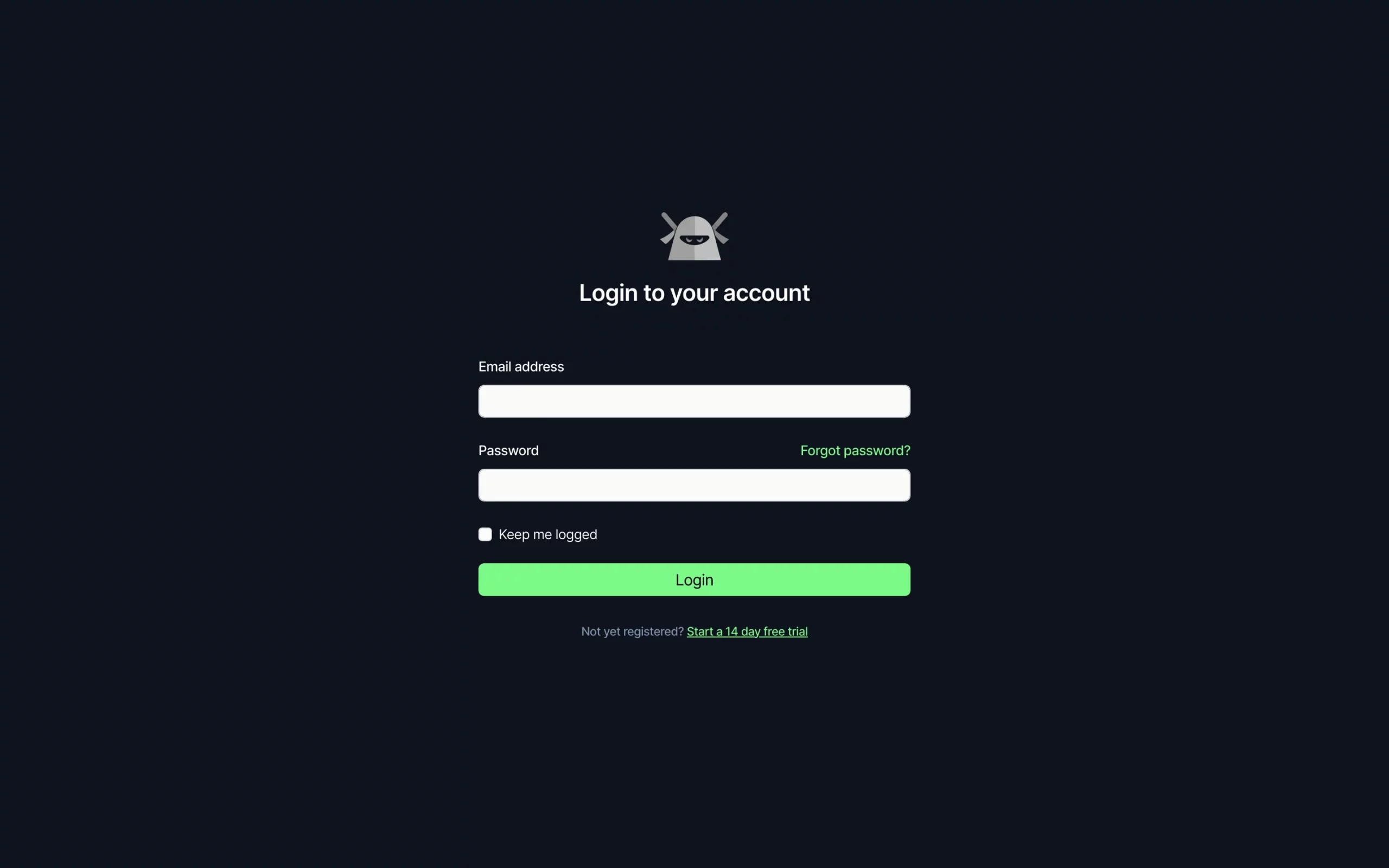 Simple login page on dark grey with small text Bootstrap 5 components